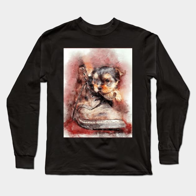 Yorkshire terrier Dog puppy Long Sleeve T-Shirt by PetsArt